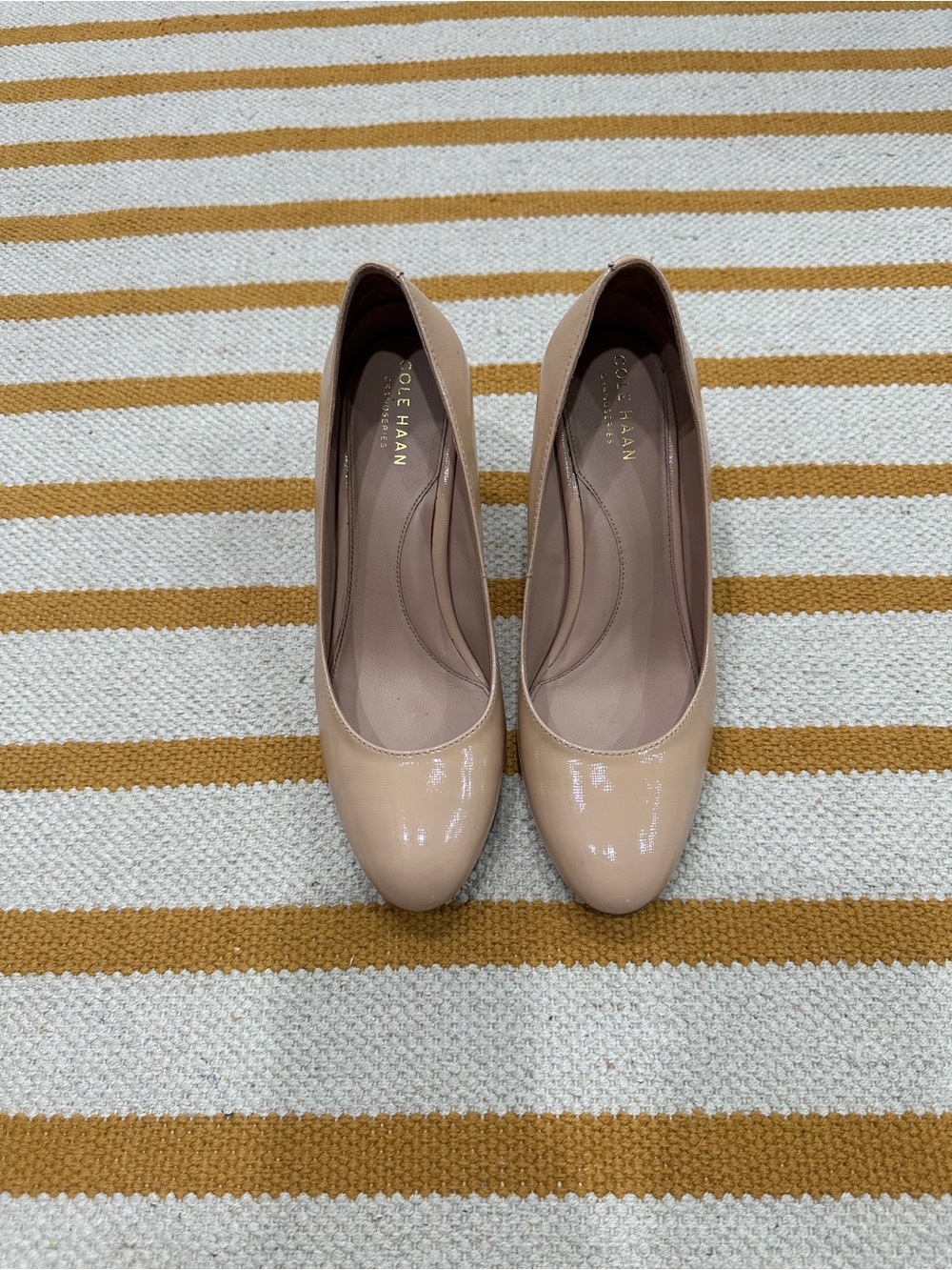 Cole Haan Nude Patent Leather Round-Toe Pumps